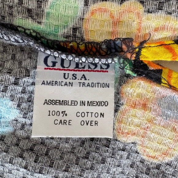 Vintage Guess Jeans Floral Sleeveless Button Down Vest Top Black Multi Color M - Picture 5 of 5